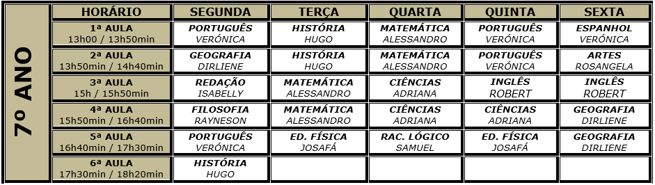 7º ano - MANHÃ